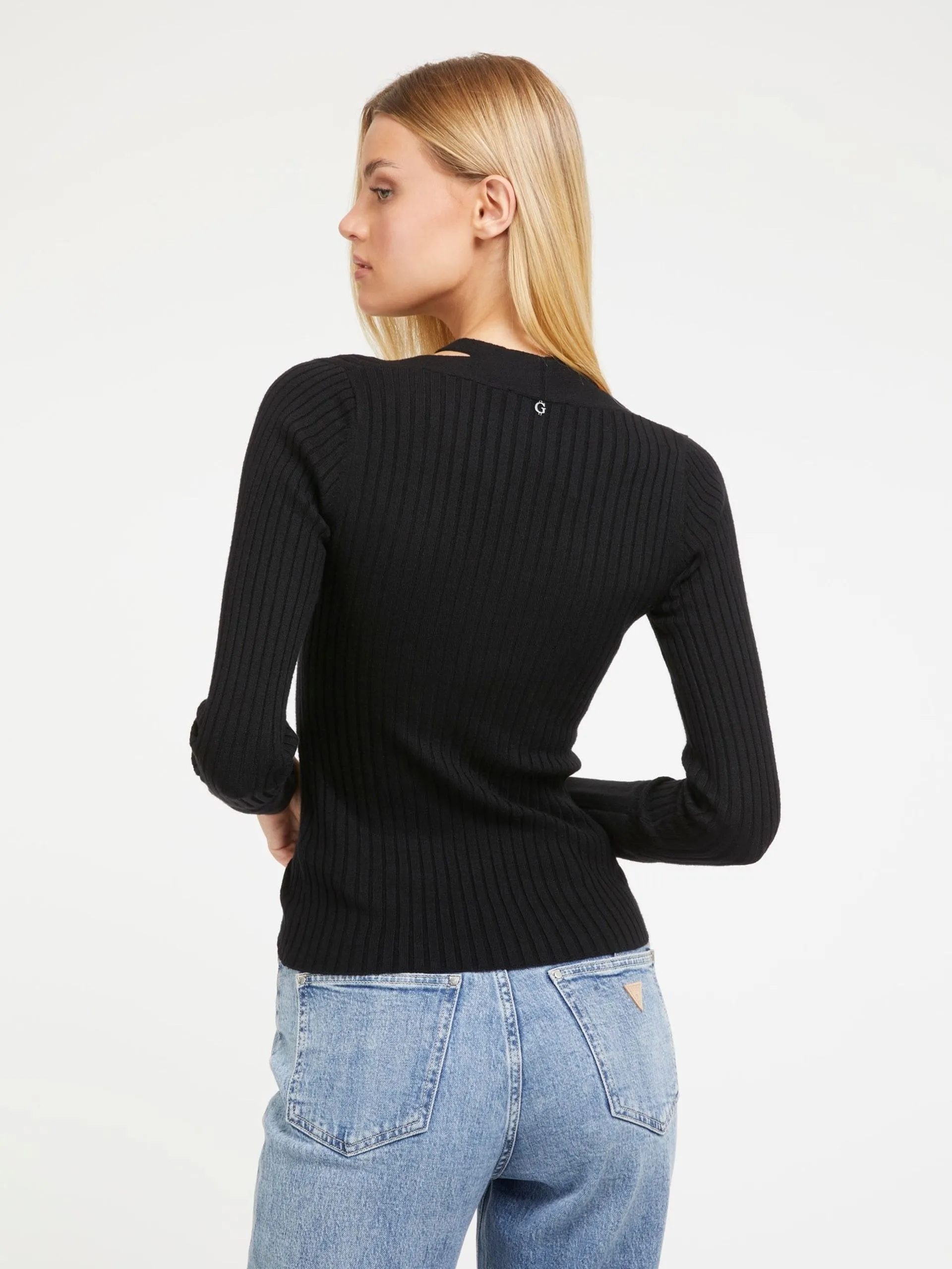 Maglione scollo a v misto viscosa guess