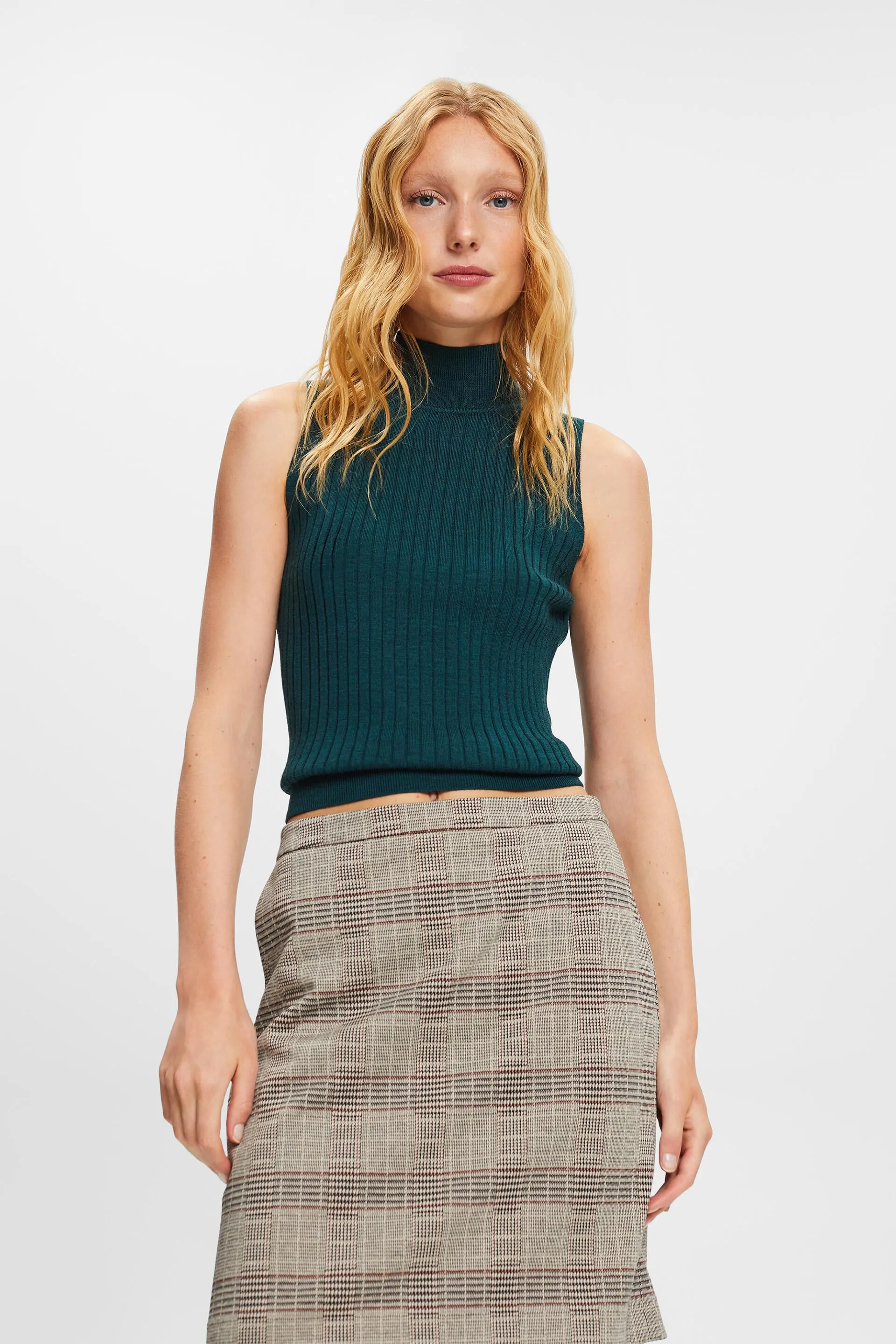 Maglione smanicato in lana merino extra fine