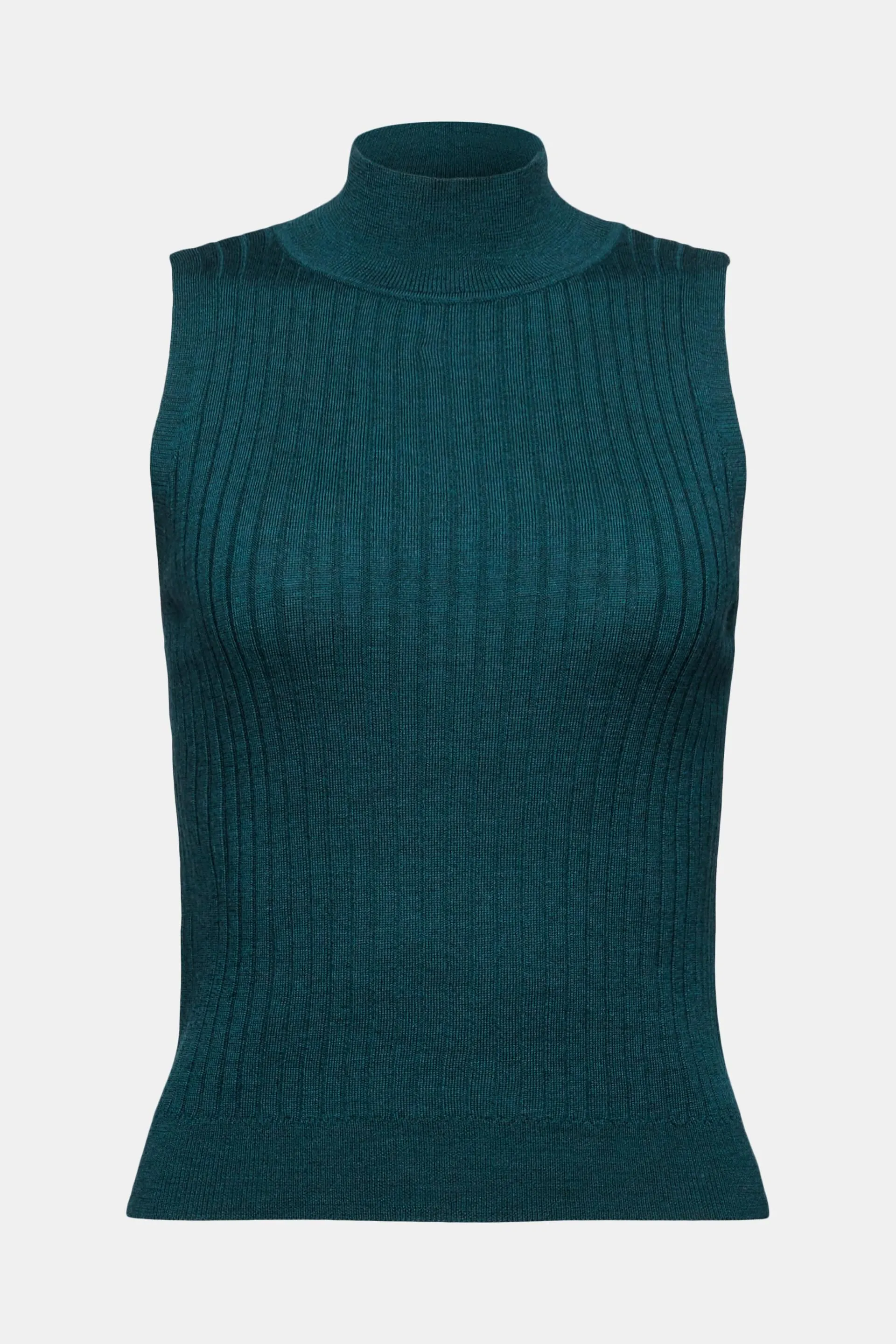 Maglione smanicato in lana merino extra fine