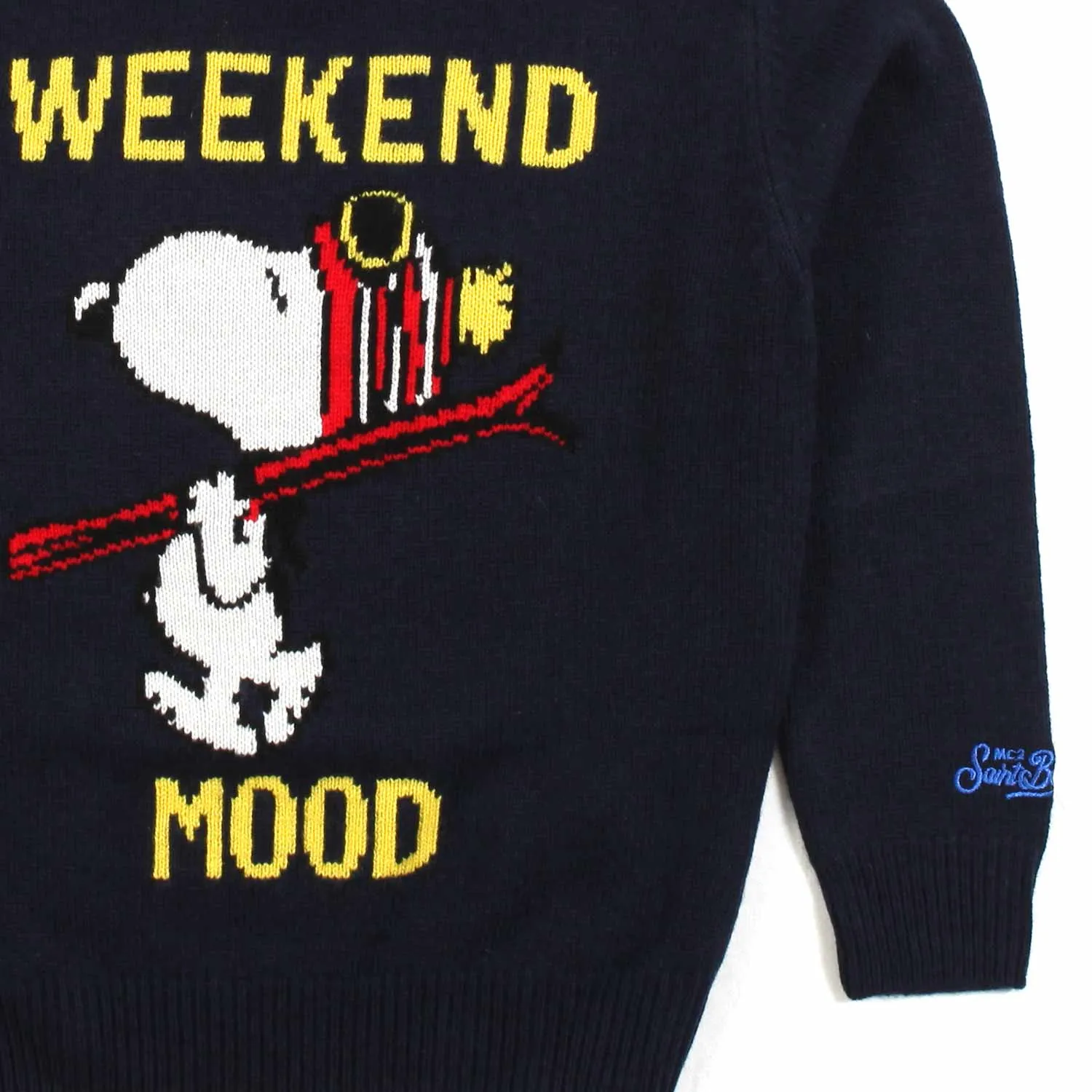 Maglione Unisex Blu Scuro Con Snoopy Jacquard