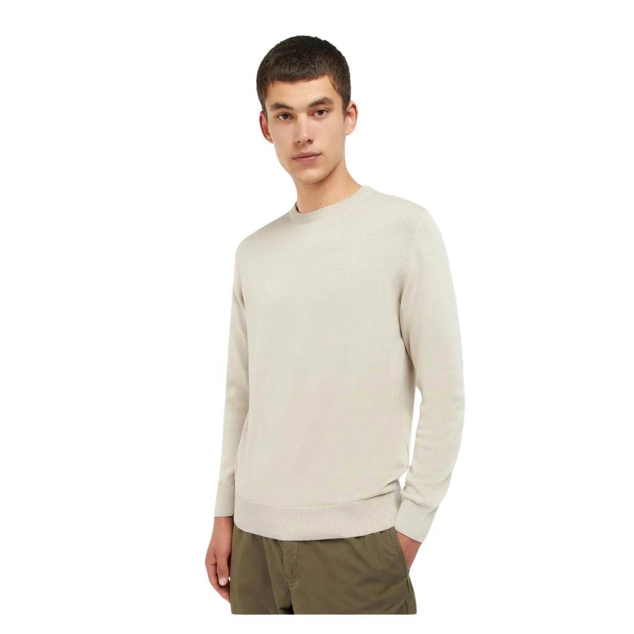 Maglione Uomo Barbour Cotone Pima Bianco Panna