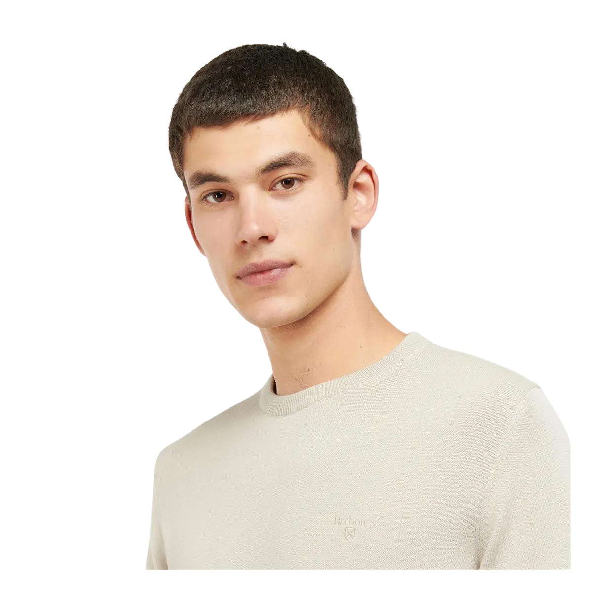 Maglione Uomo Barbour Cotone Pima Bianco Panna