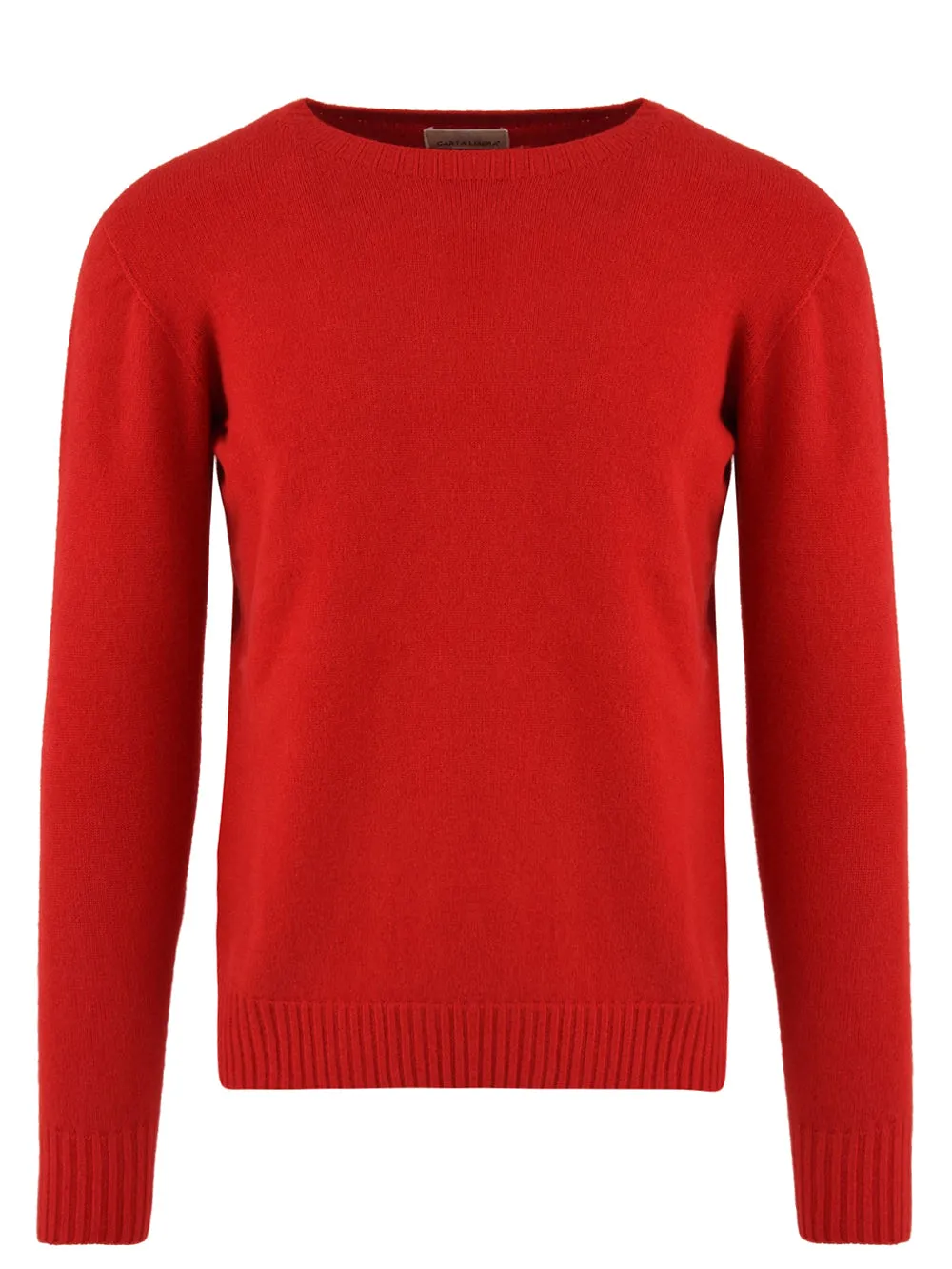 Maglione Uomo rosso con orli a coste