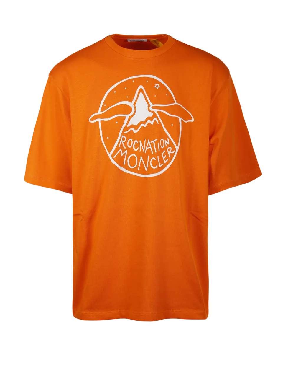MEN MONCLER GENIUS ROC NATION ORANGE COTTON T-SHIRT WITH LOGO