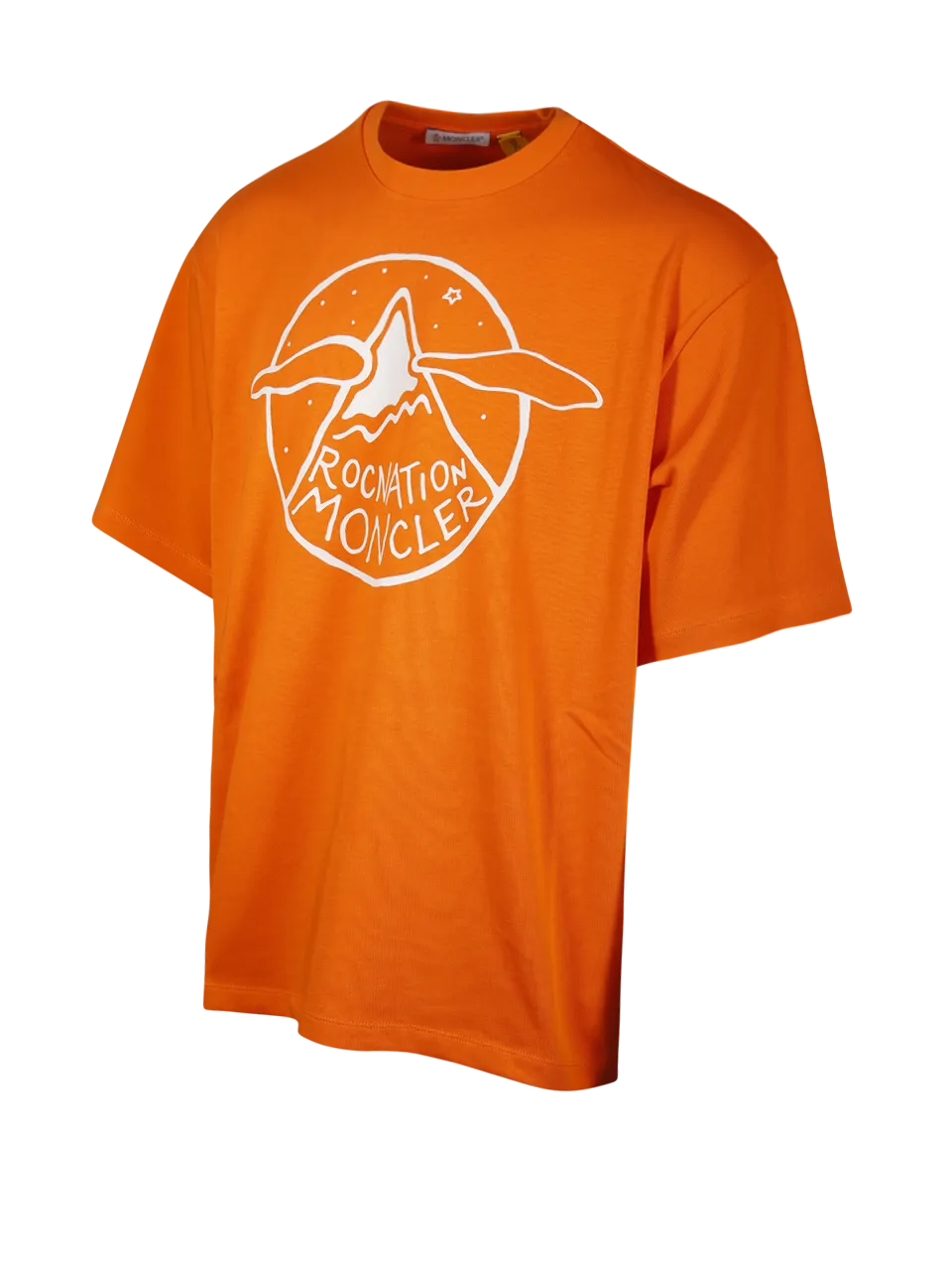 MEN MONCLER GENIUS ROC NATION ORANGE COTTON T-SHIRT WITH LOGO