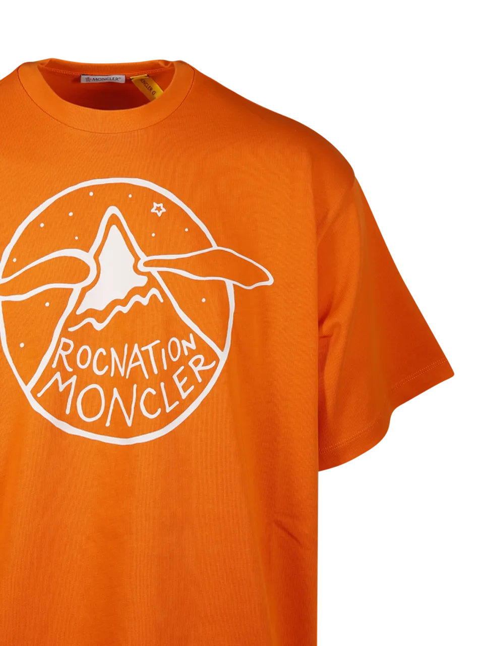 MEN MONCLER GENIUS ROC NATION ORANGE COTTON T-SHIRT WITH LOGO