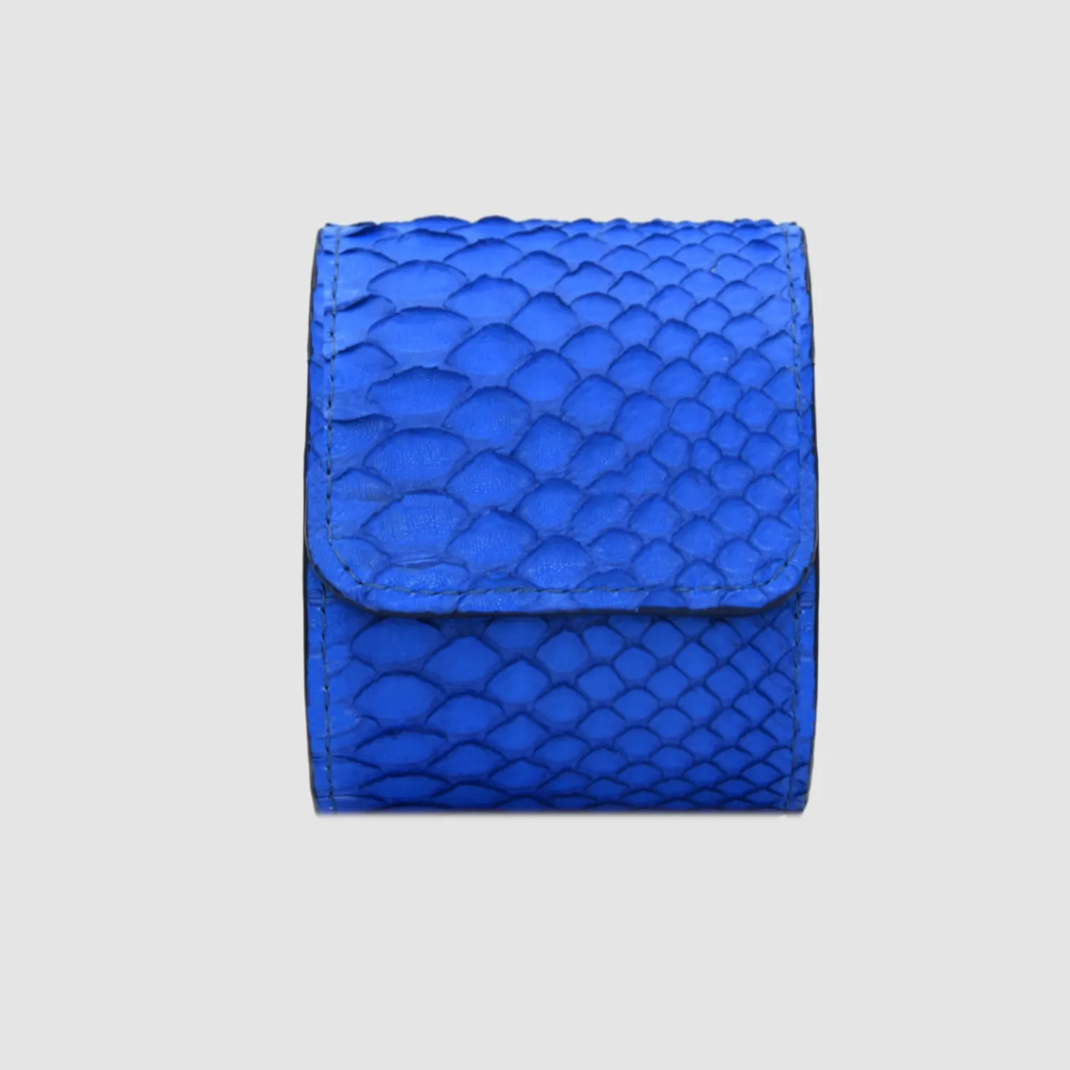 Mespecta Italia  ---------    ------------Custodia per Orologio Watch Roll in vera pelle di Pitone personalizzabile - Blu cobalt