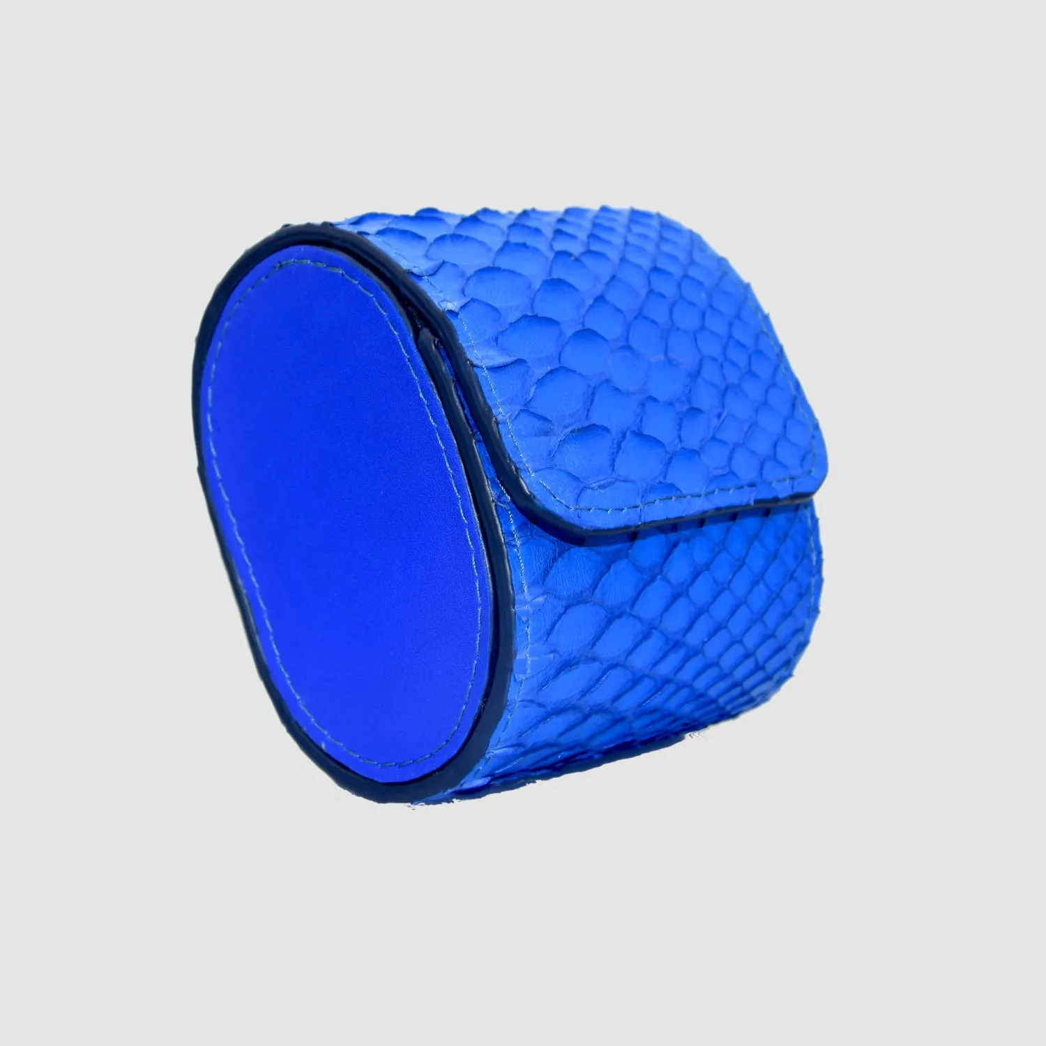 Mespecta Italia  ---------    ------------Custodia per Orologio Watch Roll in vera pelle di Pitone personalizzabile - Blu cobalt