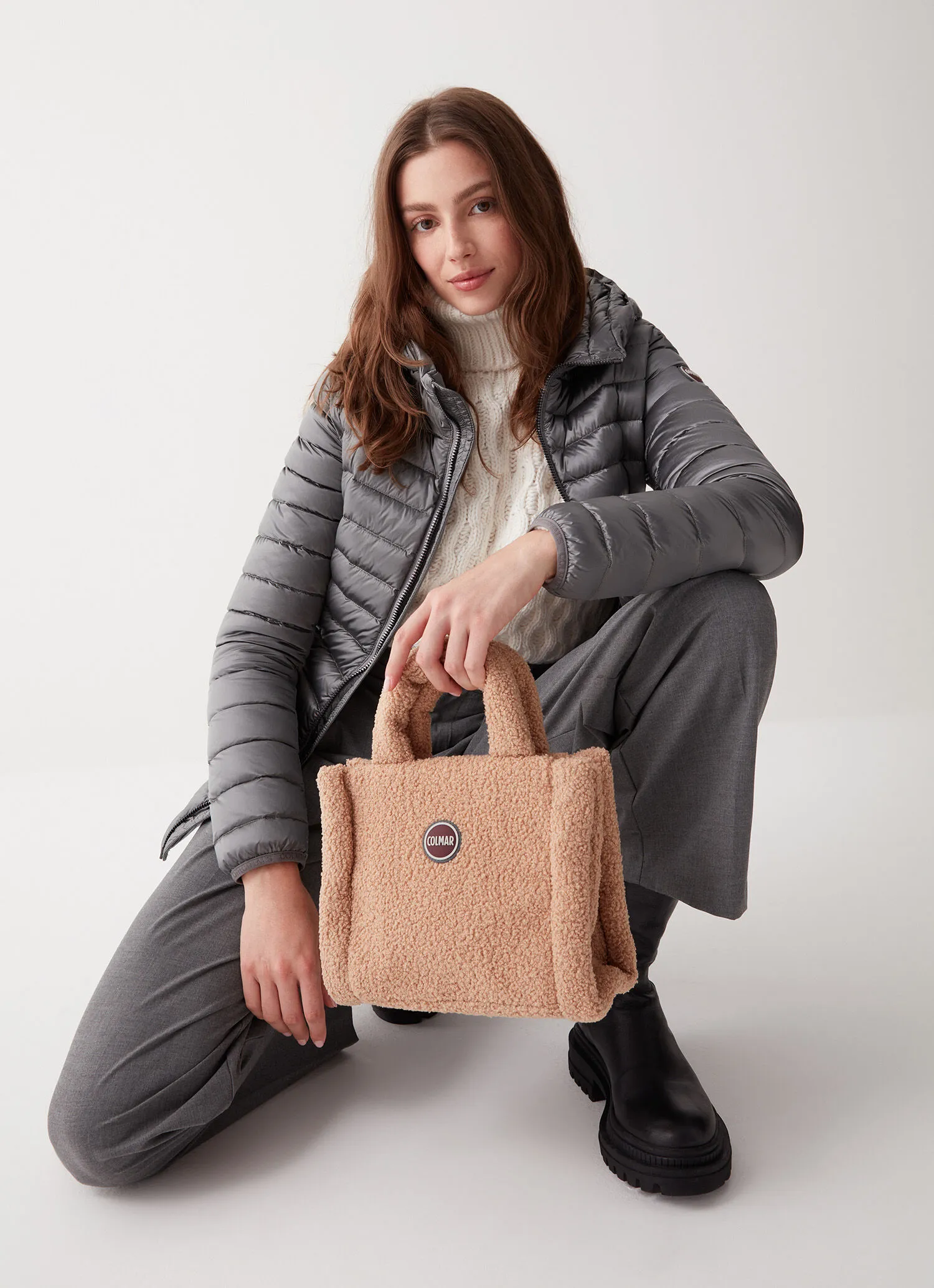 Mini fur bag teddy bear-effect