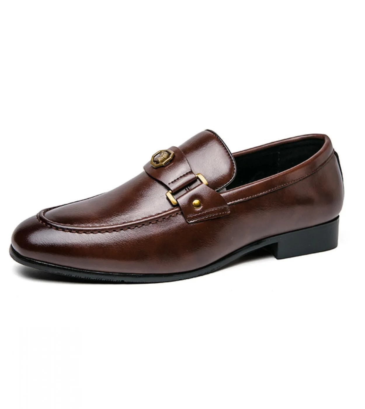 Mocassini da uomo Blu Marrone Decorazione in metallo Fashion Business Classic Slip On Uomo Scarpe eleganti da uomo con spedizion