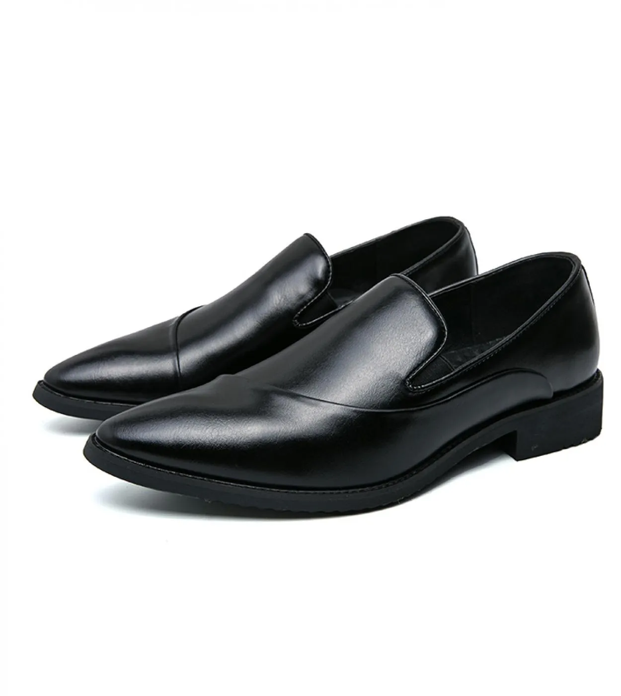 Mocassini Scarpe da uomo Pu Tinta unita Punta a punta Tacco basso Moda Lavoro quotidiano Casual Personalità Piega Abito classico