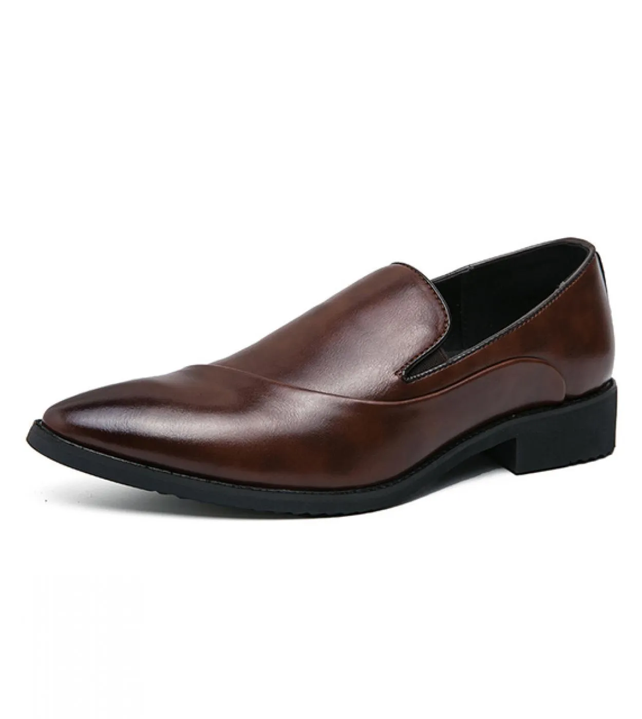 Mocassini Scarpe da uomo Pu Tinta unita Punta a punta Tacco basso Moda Lavoro quotidiano Casual Personalità Piega Abito classico
