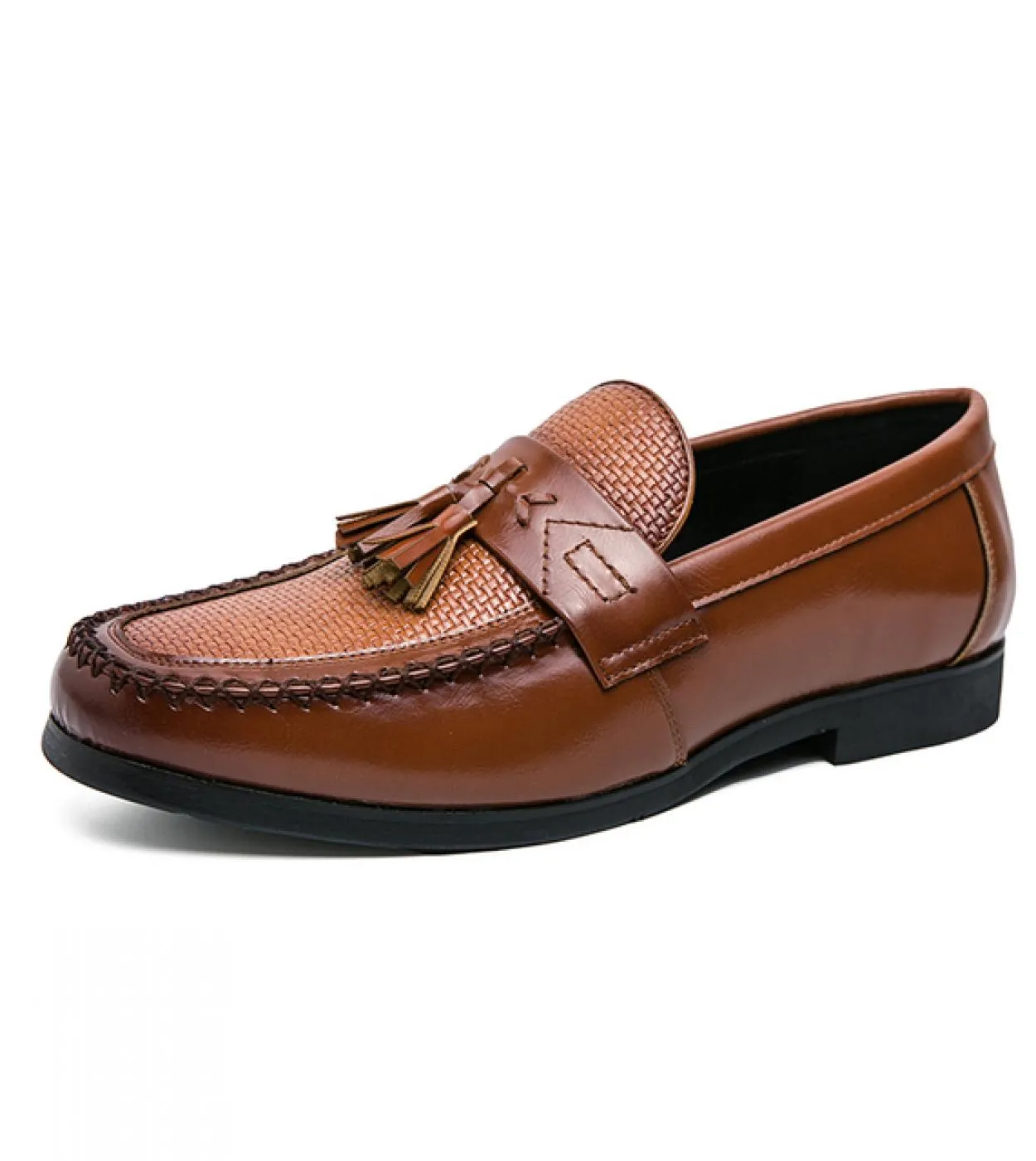 Mocassini Scarpe da uomo Tinta unita Pu Punta quadrata Motivo intrecciato Cucito a mano Moda Business Casual Party Scarpe elegan