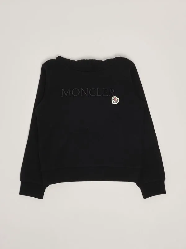 MONCLER  Felpa bambina Moncler in cotone con logo Nero