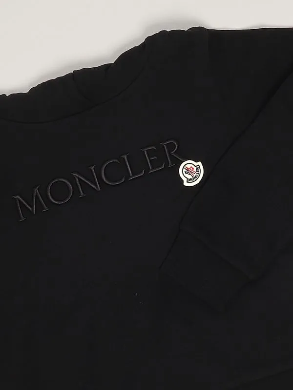 MONCLER  Felpa bambina Moncler in cotone con logo Nero