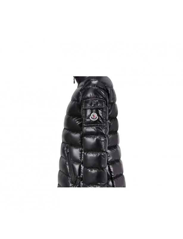 MONCLER     Giubbino Moka nero con dettagli logo Moncler