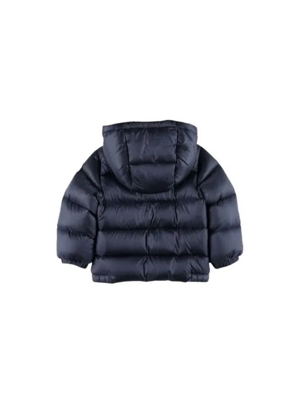 MONCLER     Giubbino New Macaire blu con dettagli logo Moncler