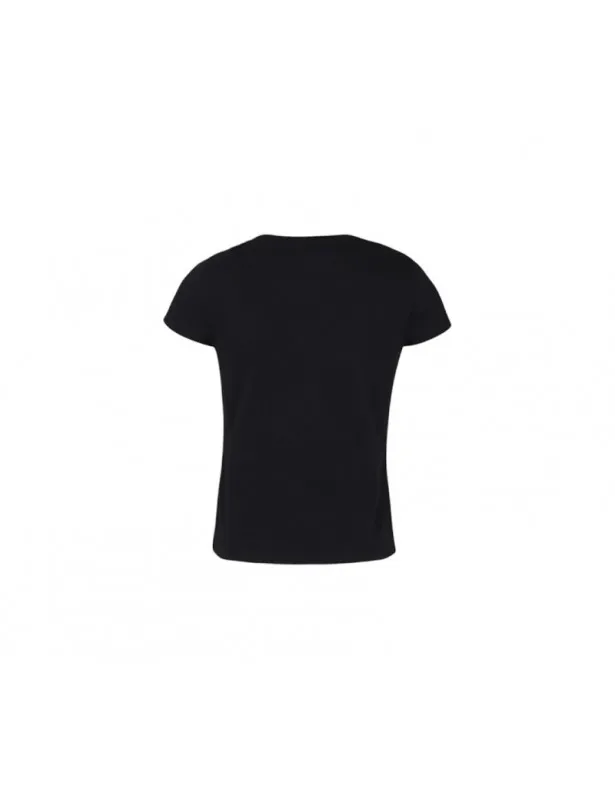 MONCLER     T-shirt nera con strass logo Moncler
