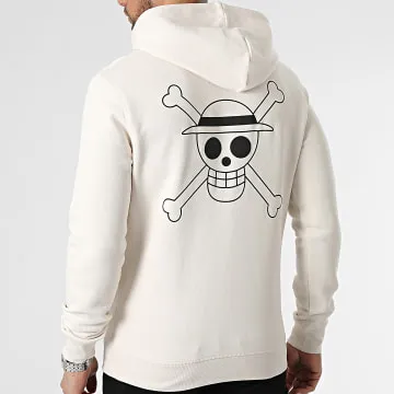Mugiwara Logo Felpa con cappuccio Beige Nero