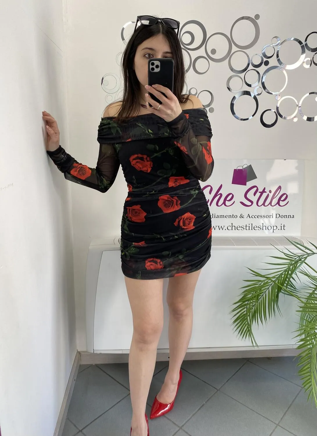 NEW Abito rose scollo a barca