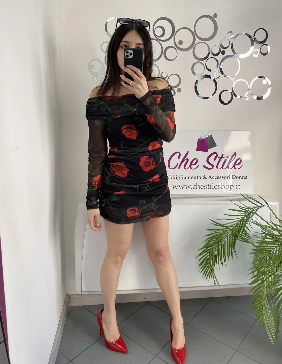 NEW Abito rose scollo a barca