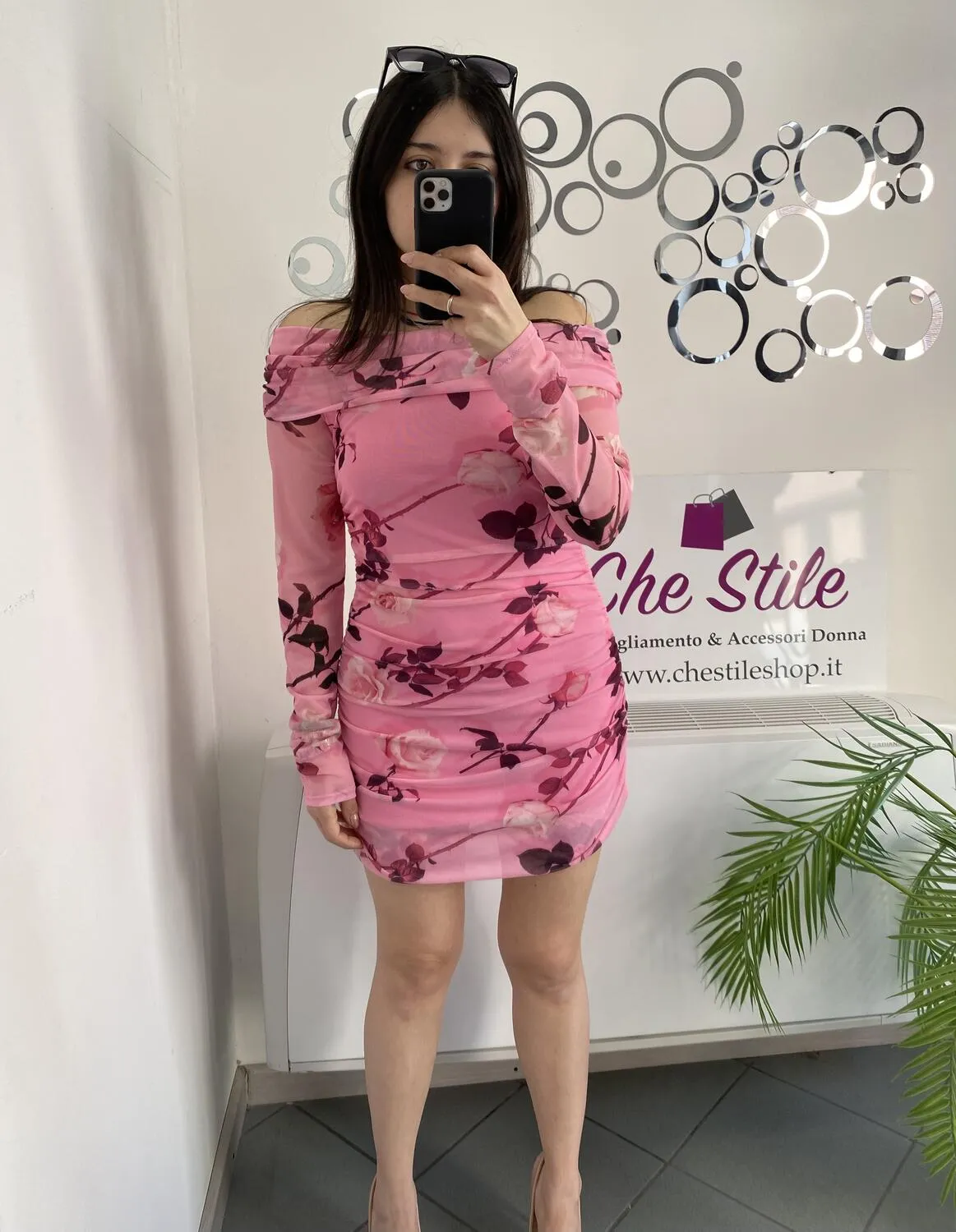 NEW Abito rose scollo a barca