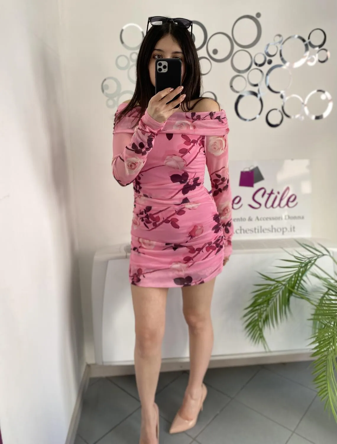 NEW Abito rose scollo a barca
