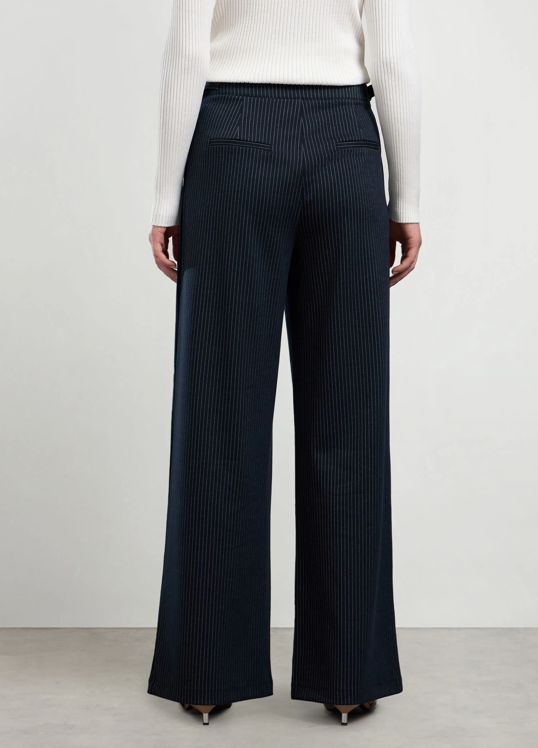 NICE & CHIC  Pantalone palazzo gessato in misto viscosa donna