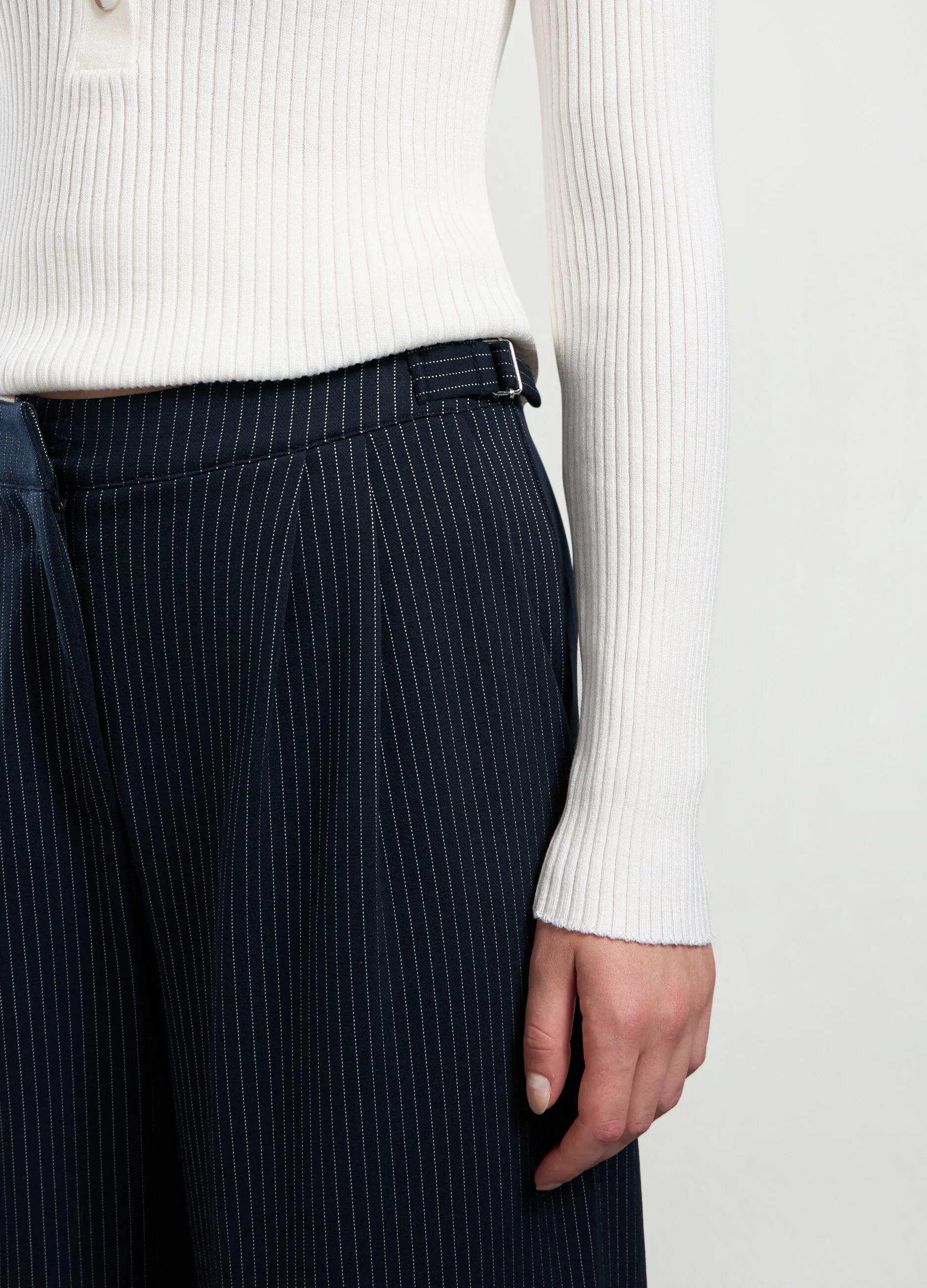 NICE & CHIC  Pantalone palazzo gessato in misto viscosa donna