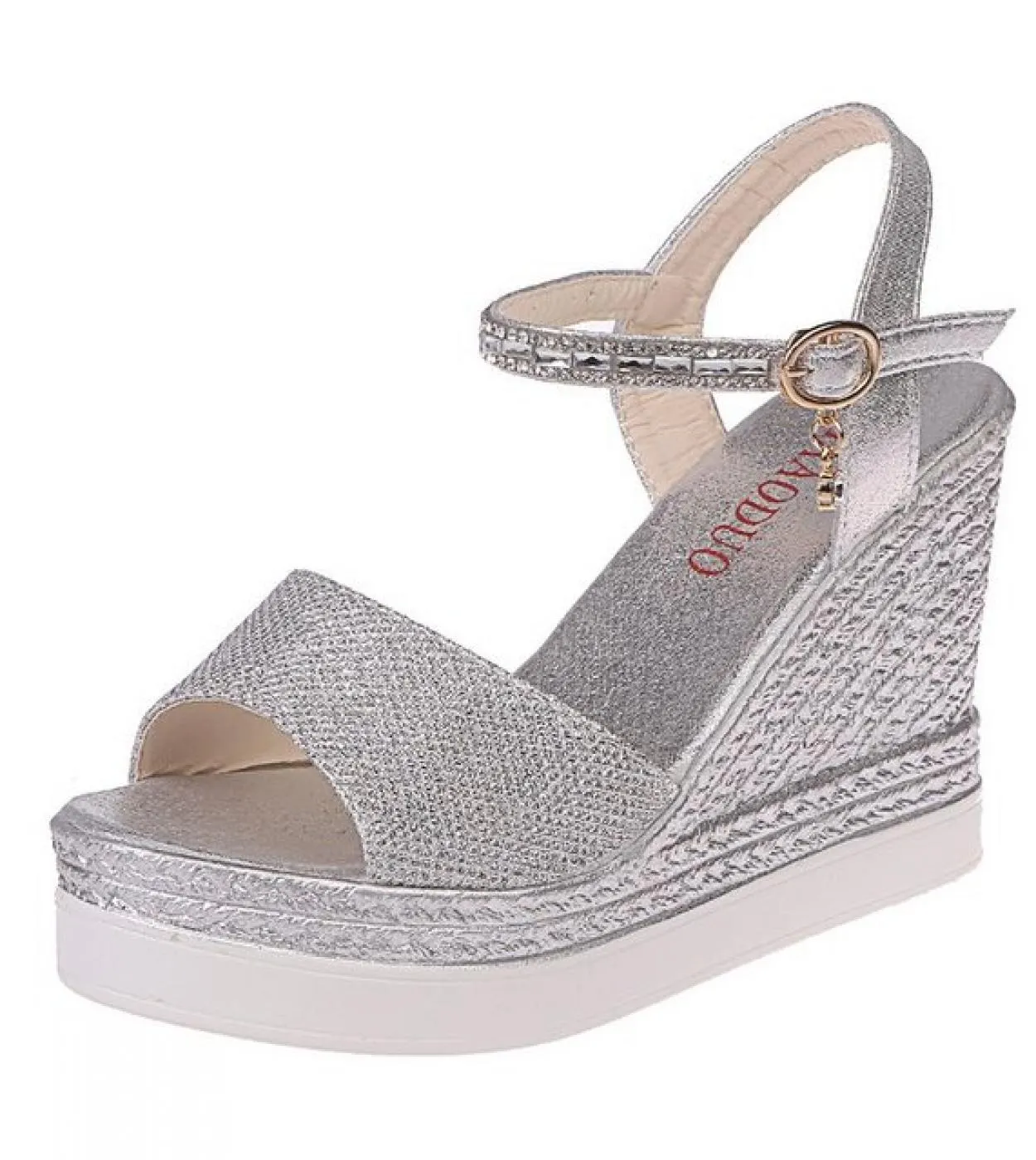 Nuovi sandali con zeppa in cristallo donna moda estate scarpe con cinturino con fibbia alla caviglia da donna per calzature femm