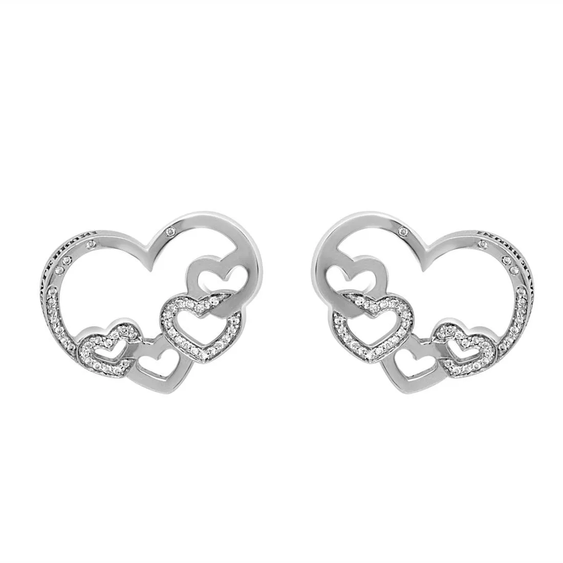 Orecchini in oro bianco cuore con diamanti 0.30 ct