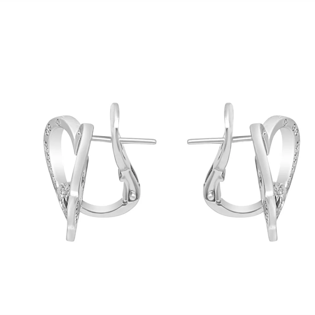 Orecchini in oro bianco cuore con diamanti 0.30 ct