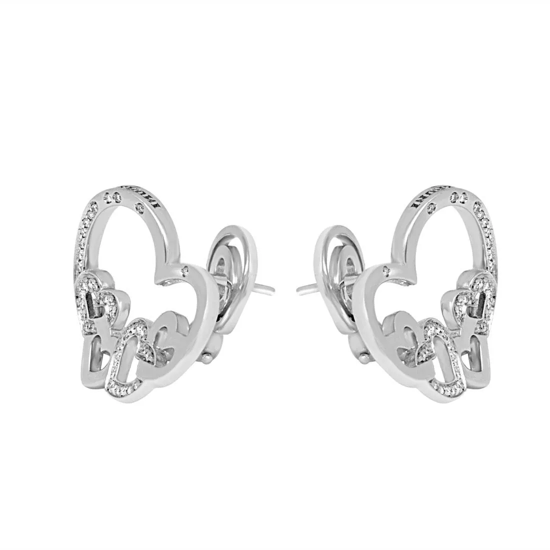 Orecchini in oro bianco cuore con diamanti 0.30 ct