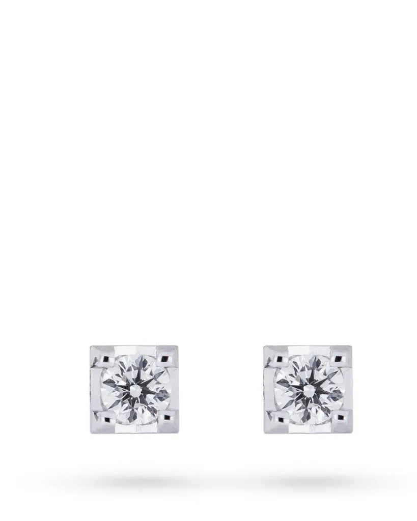 Orecchini oro bianco diamante solitario 4 griff 0,37ct Mirco Visconti