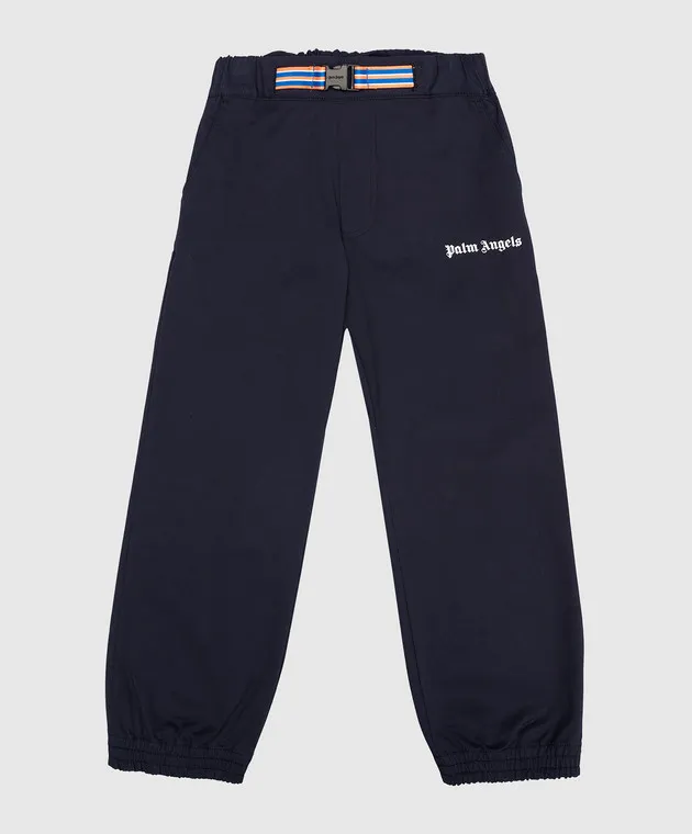 Palm Angels Joggers blu da bambino con stampa logo PBCA013S23FAB001