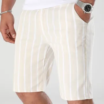 Pantaloncini Chino a righe 0667 Beige Bianco
