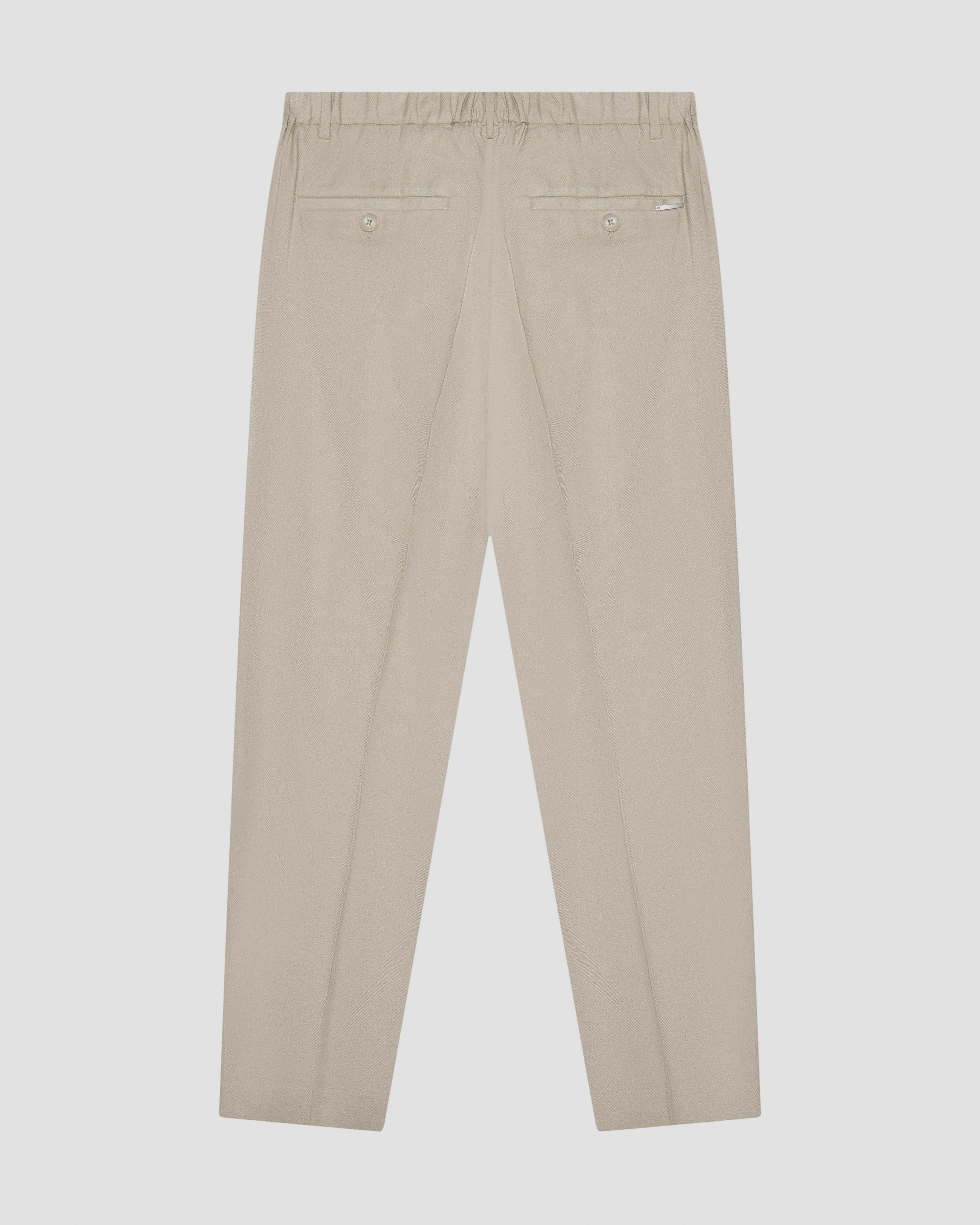 Pantalone beige in misto lino e viscosa carrot-fit