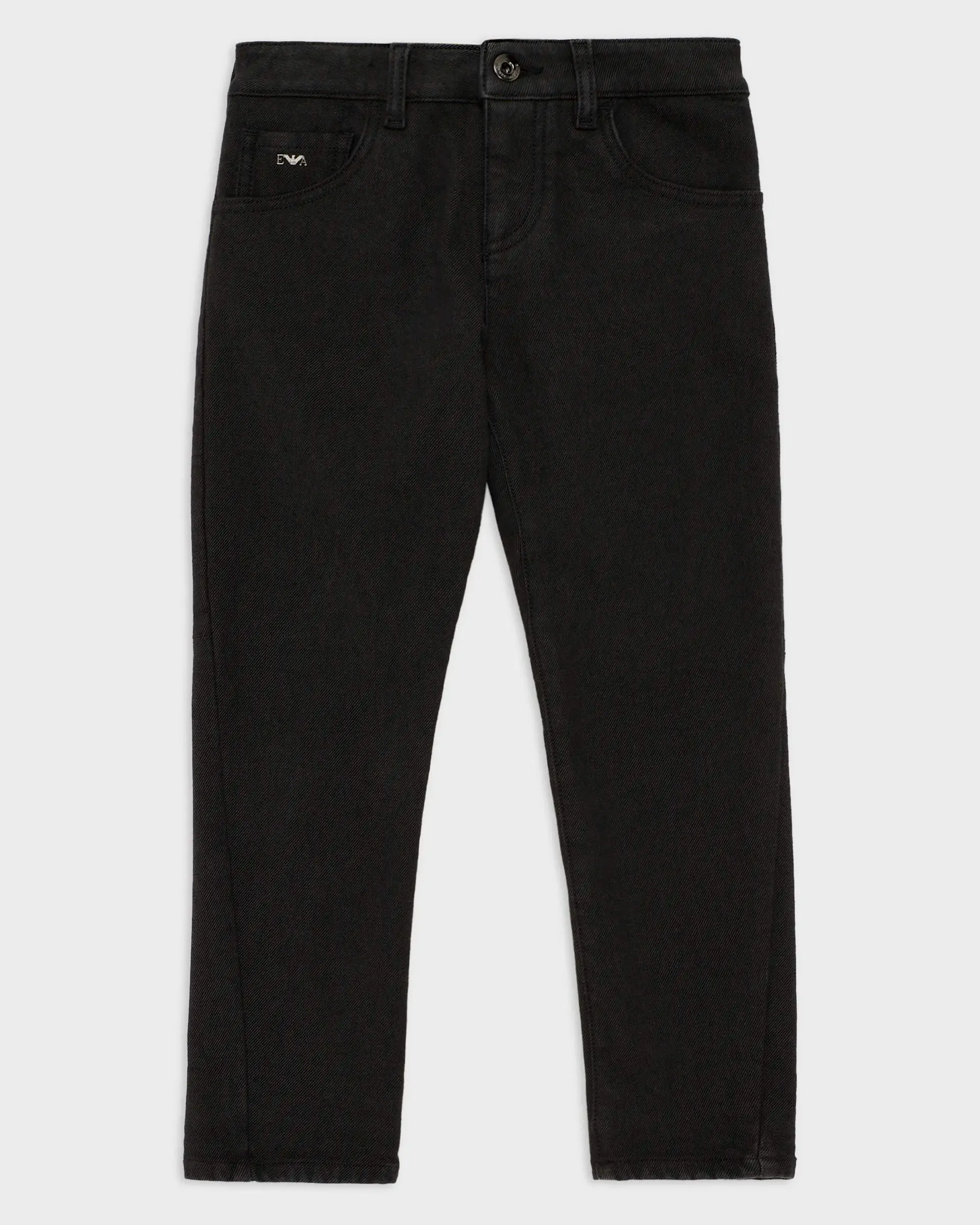 Pantalone cinque tasche antracite in diagonale di cotone stretch 10-14 anni