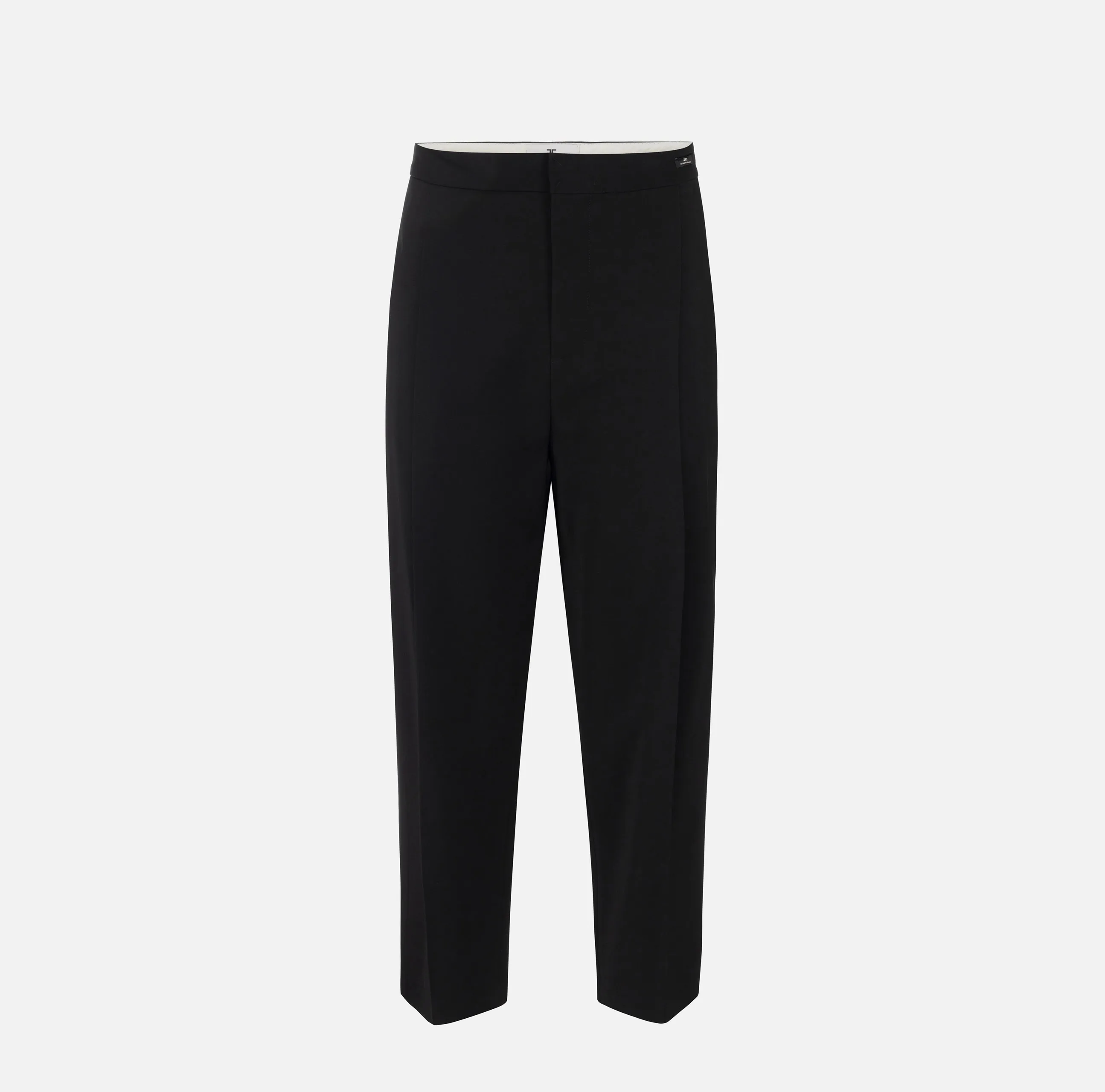 Pantalone cropped in fresco di lana stretch con pinces