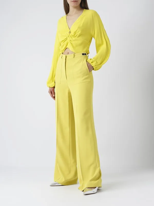 Pantalone donna Elisabetta Franchi in crepe leggero Cedro