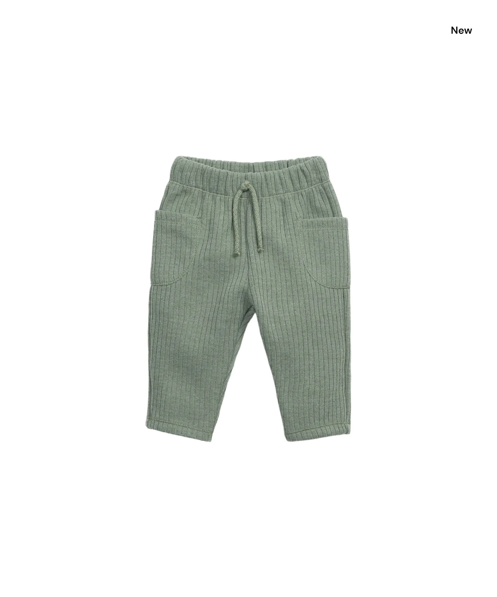 Pantalone in maglia a costine verde per neonati