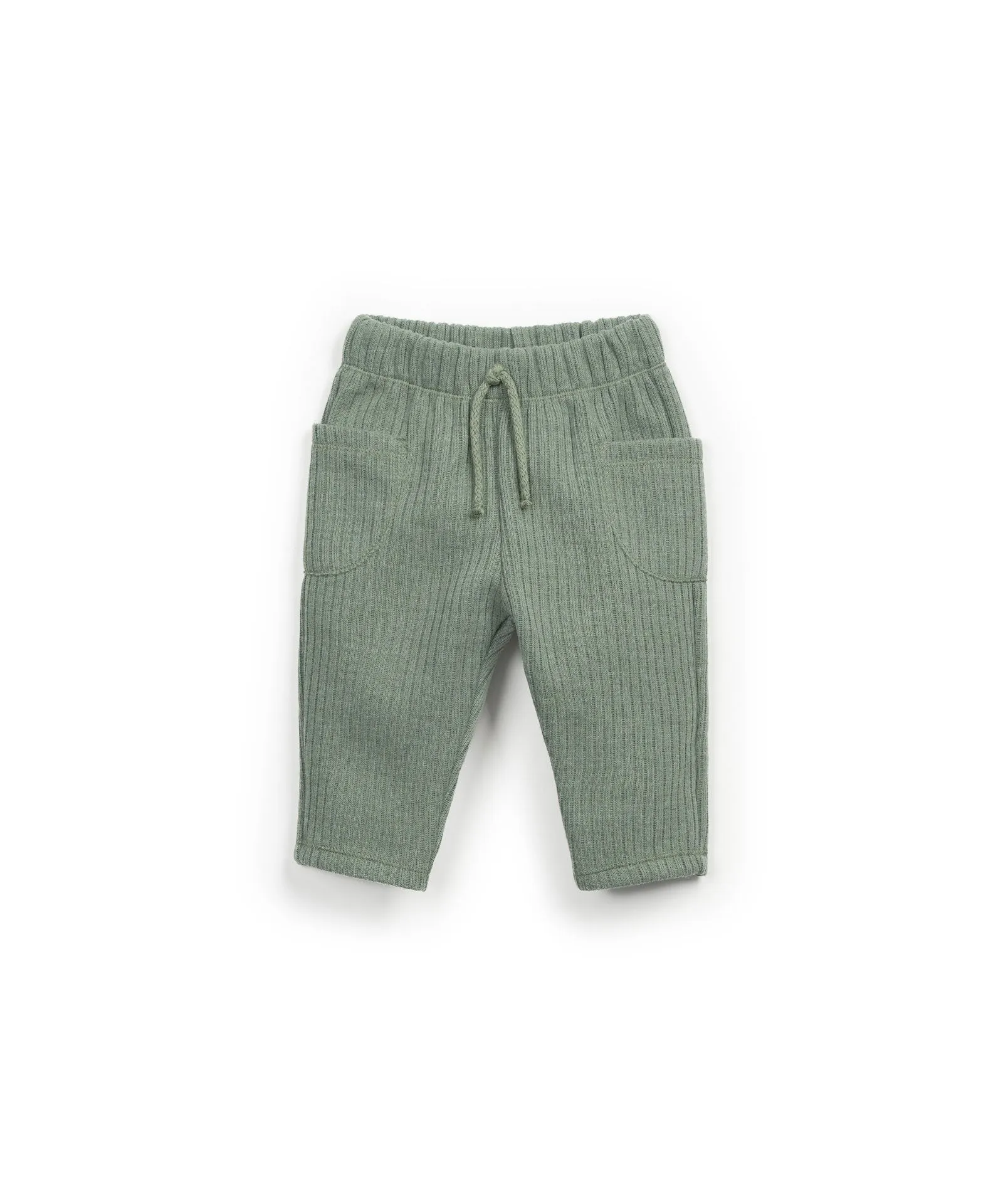 Pantalone in maglia a costine verde per neonati