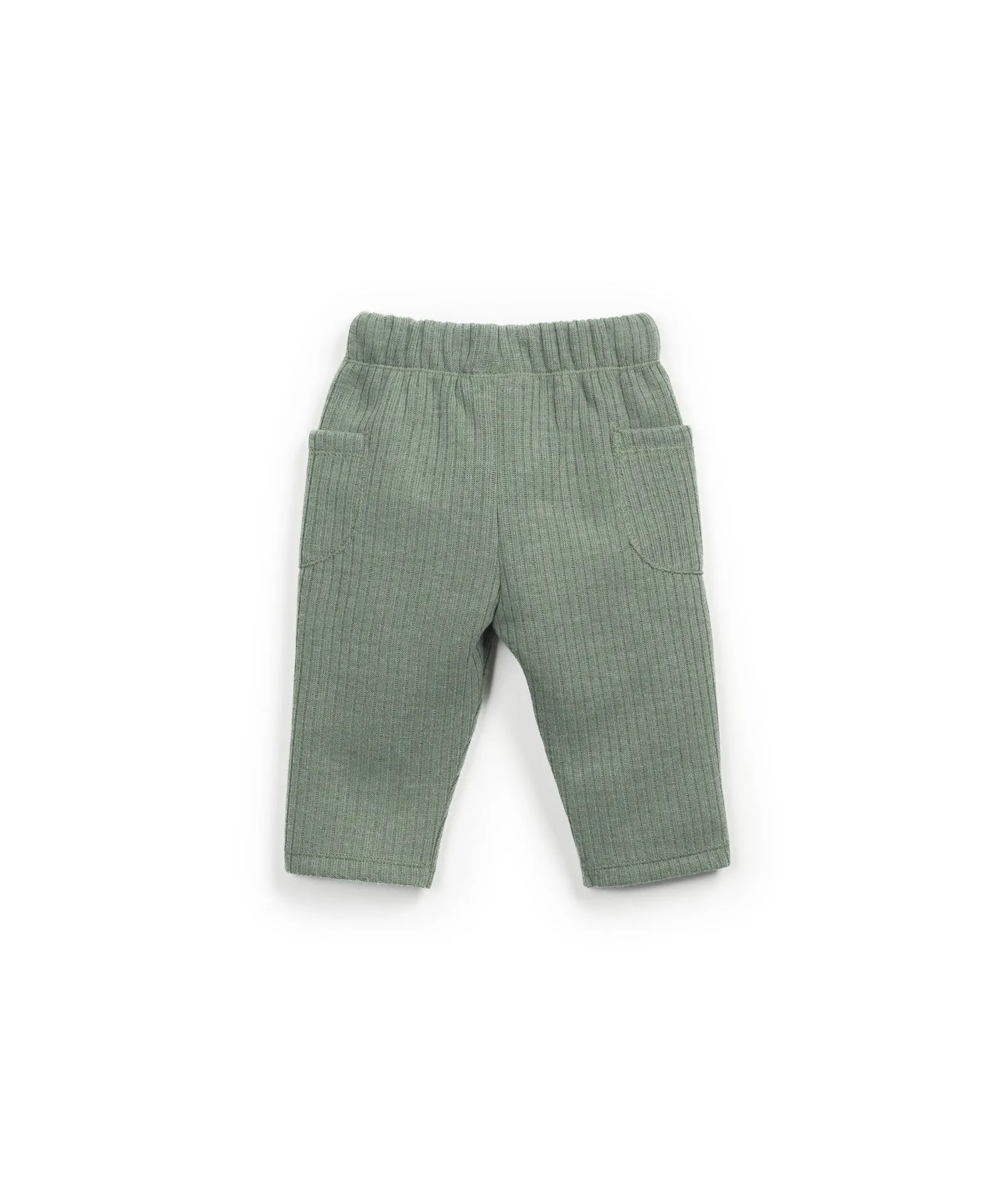 Pantalone in maglia a costine verde per neonati
