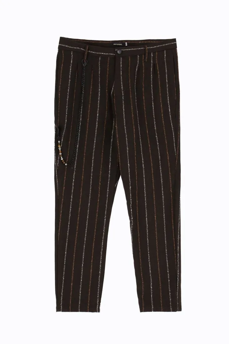 Pantaloni cropped a righe effetto lurex