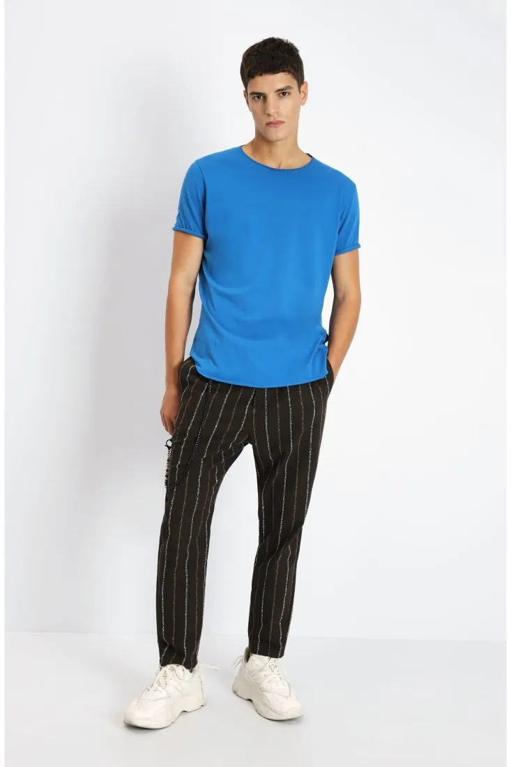 Pantaloni cropped a righe effetto lurex
