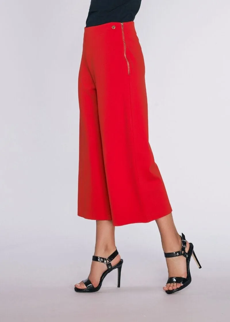 Pantaloni cropped in viscosa stretch