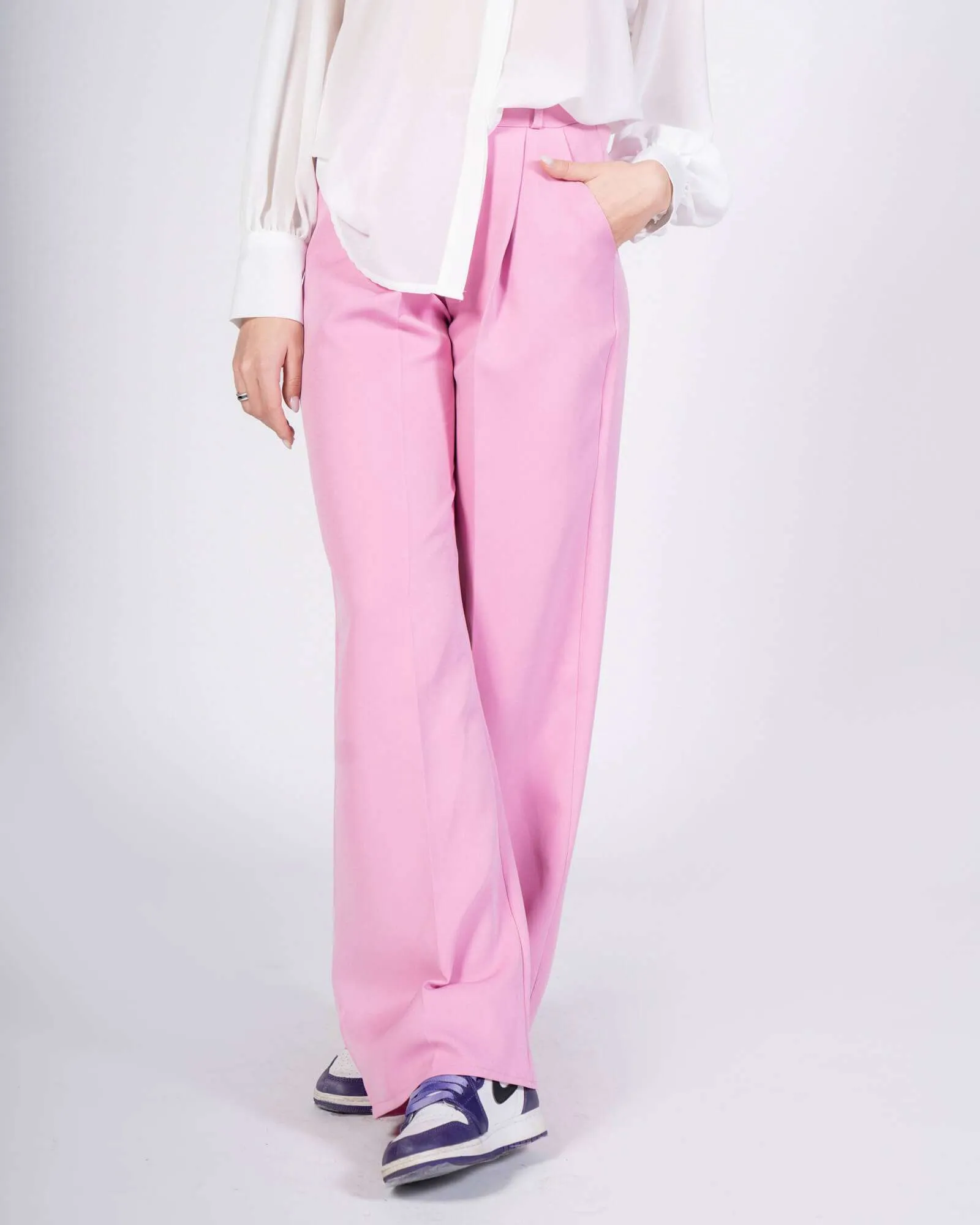 Pantaloni palazzo con pieghe – Rosa