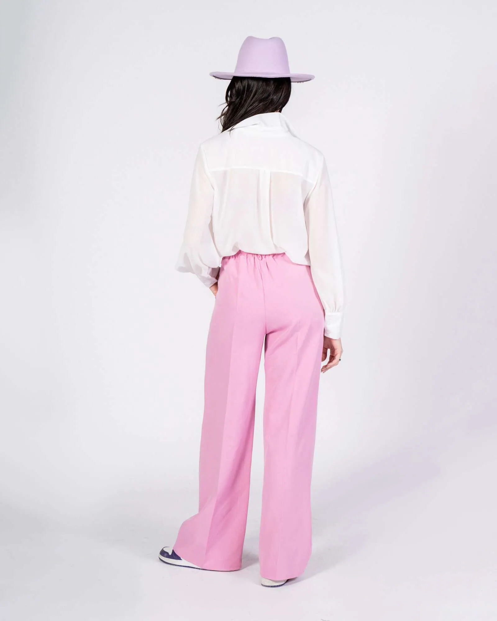 Pantaloni palazzo con pieghe – Rosa