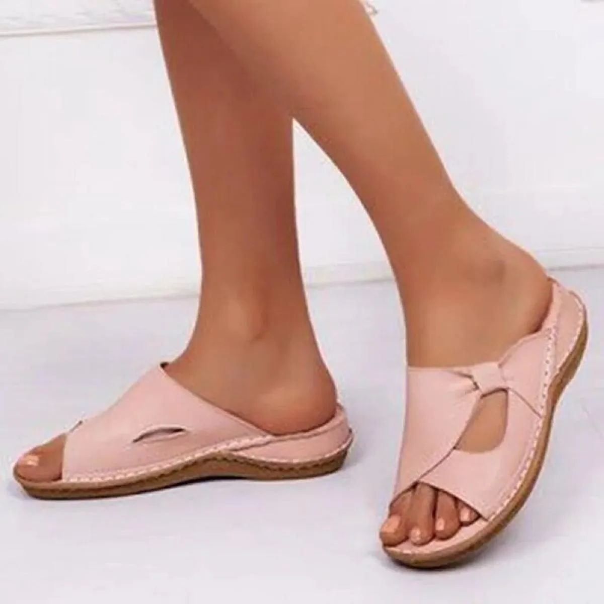 Pantofole da donna con plateau Pantofole estive da donna Sandali Scarpe da donna con zeppa Plus Size Fiocco antiscivolo Leggero
