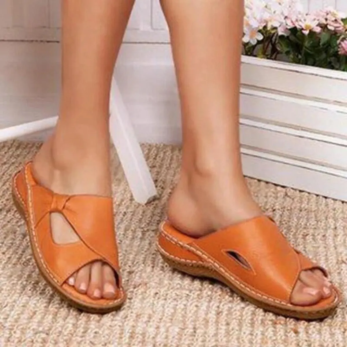 Pantofole da donna con plateau Pantofole estive da donna Sandali Scarpe da donna con zeppa Plus Size Fiocco antiscivolo Leggero